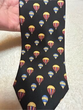 🎁3 for $30 - Black Tie with Colorful Hot Air Balloon